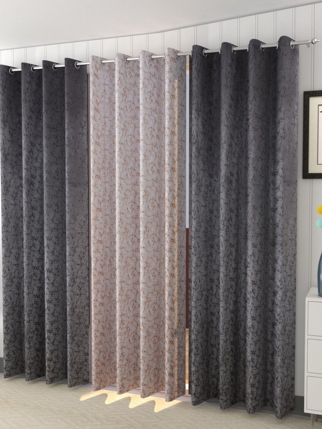 

Galaxy Home Decor Multicoloured Set of 3 Room Darkening Door Curtain, Multi