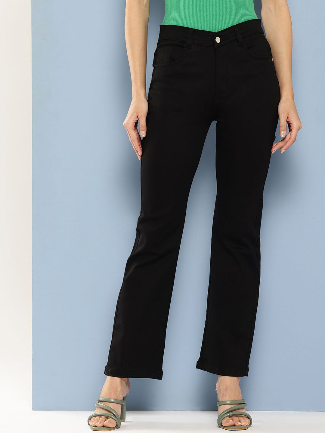 

BAESD Women Comfort Relaxed Fit Mildly Distressed Stretchable Jeans, Black