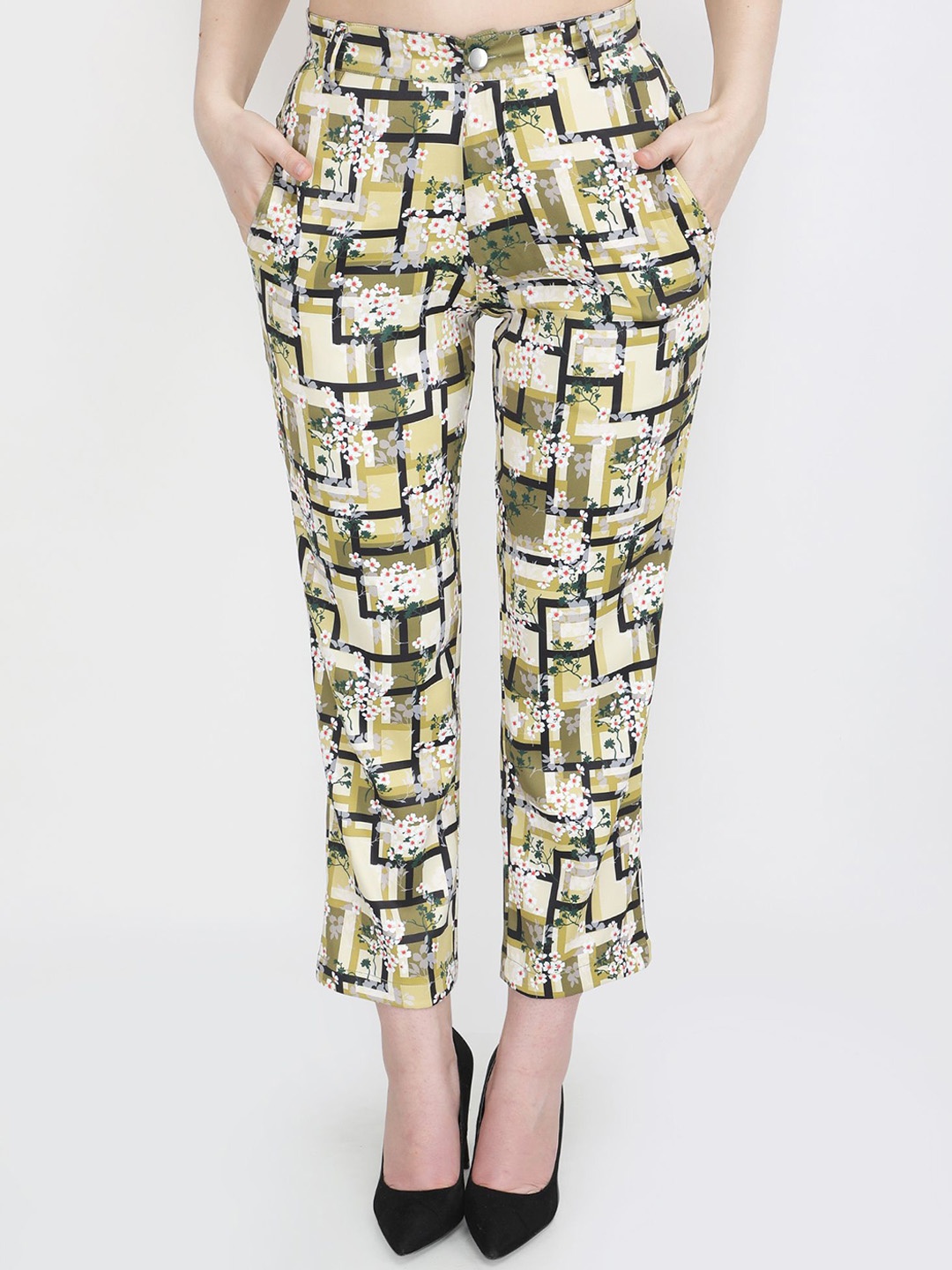 

JAKANARY Women Floral Printed Relaxed Easy Wash Trousers, Multi