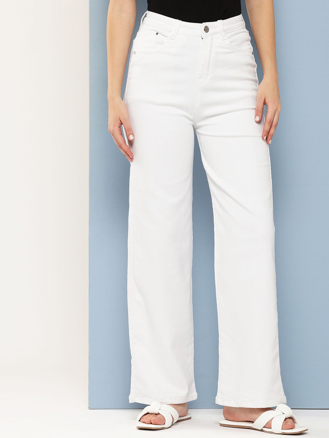

BAESD Women Comfort Relaxed Fit Low Distress Stretchable Jeans, White