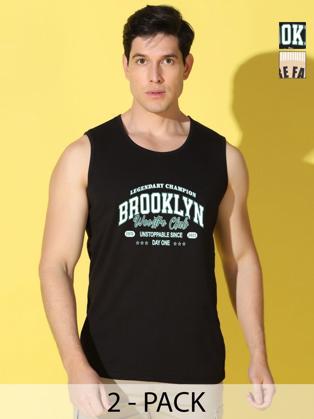 

WOOSTRO Men Typography 2 Printed Applique Slim Fit T-shirt, Black