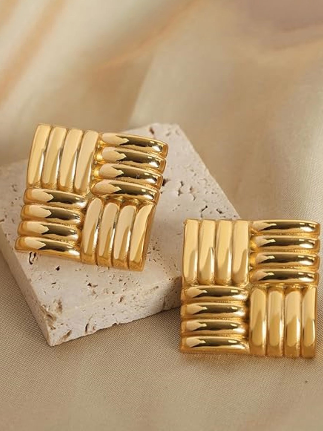 

SUBHAGALANKAR Gold-Plated Stainless Steel Contemporary Studs