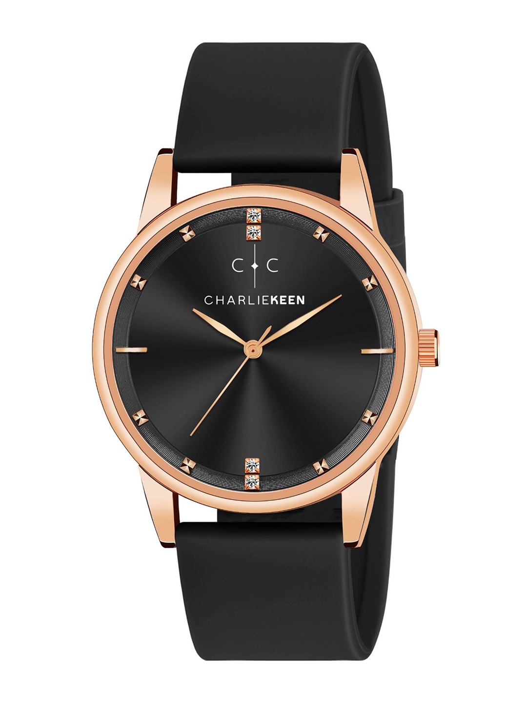

CHARLIEKEEN Men Brass Embellished Dial & Straps Analogue Watch CC-GR0001-BLK-BLK, Black