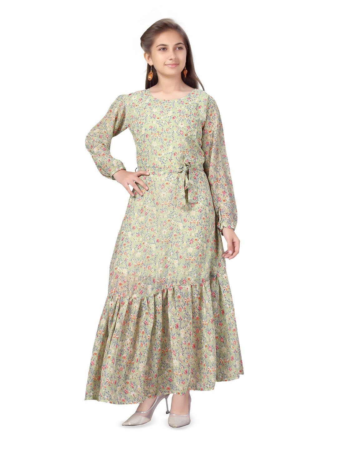 

GLOBAL NOMAD Floral Print Georgette Maxi Dress, Green