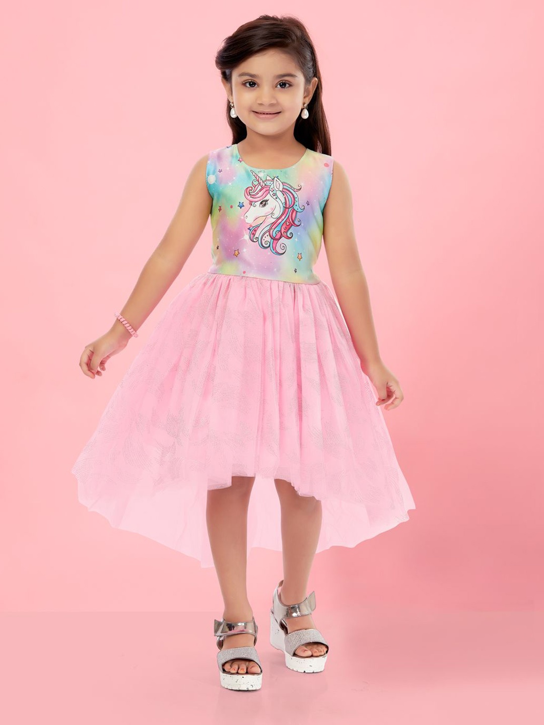 

GLOBAL NOMAD Net Fit & Flare Dress, Pink