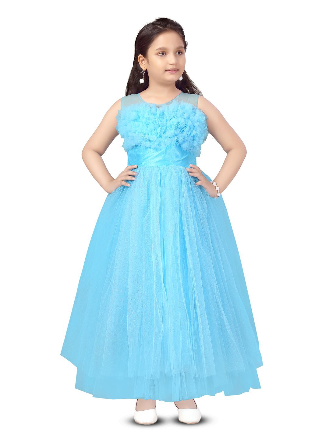 

Miss & Chief Net Fit & Flare Dress, Turquoise blue