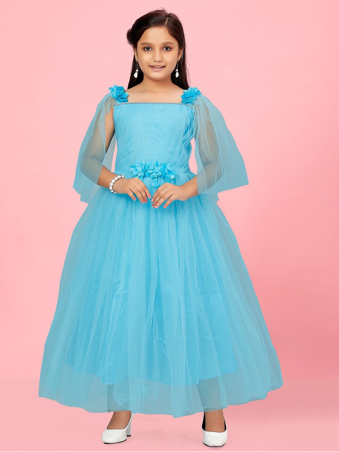 

Miss & Chief Net Fit & Flare Dress, Turquoise blue