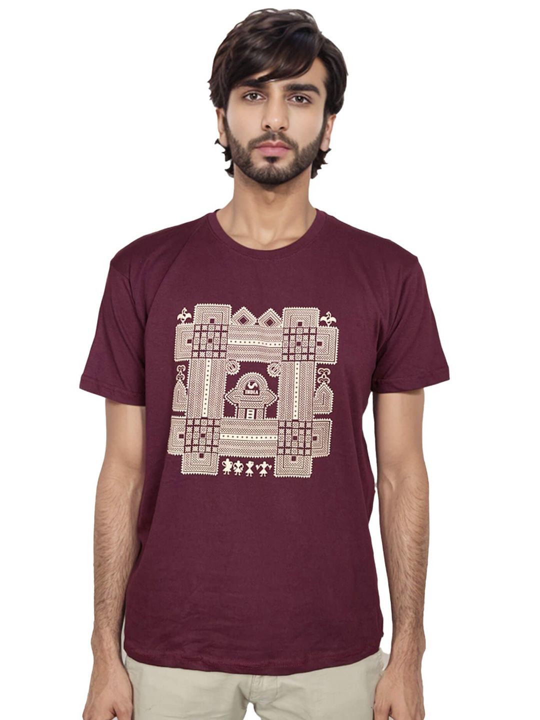 

MAATIR DESIGNS Unisex Printed T-shirt, Maroon