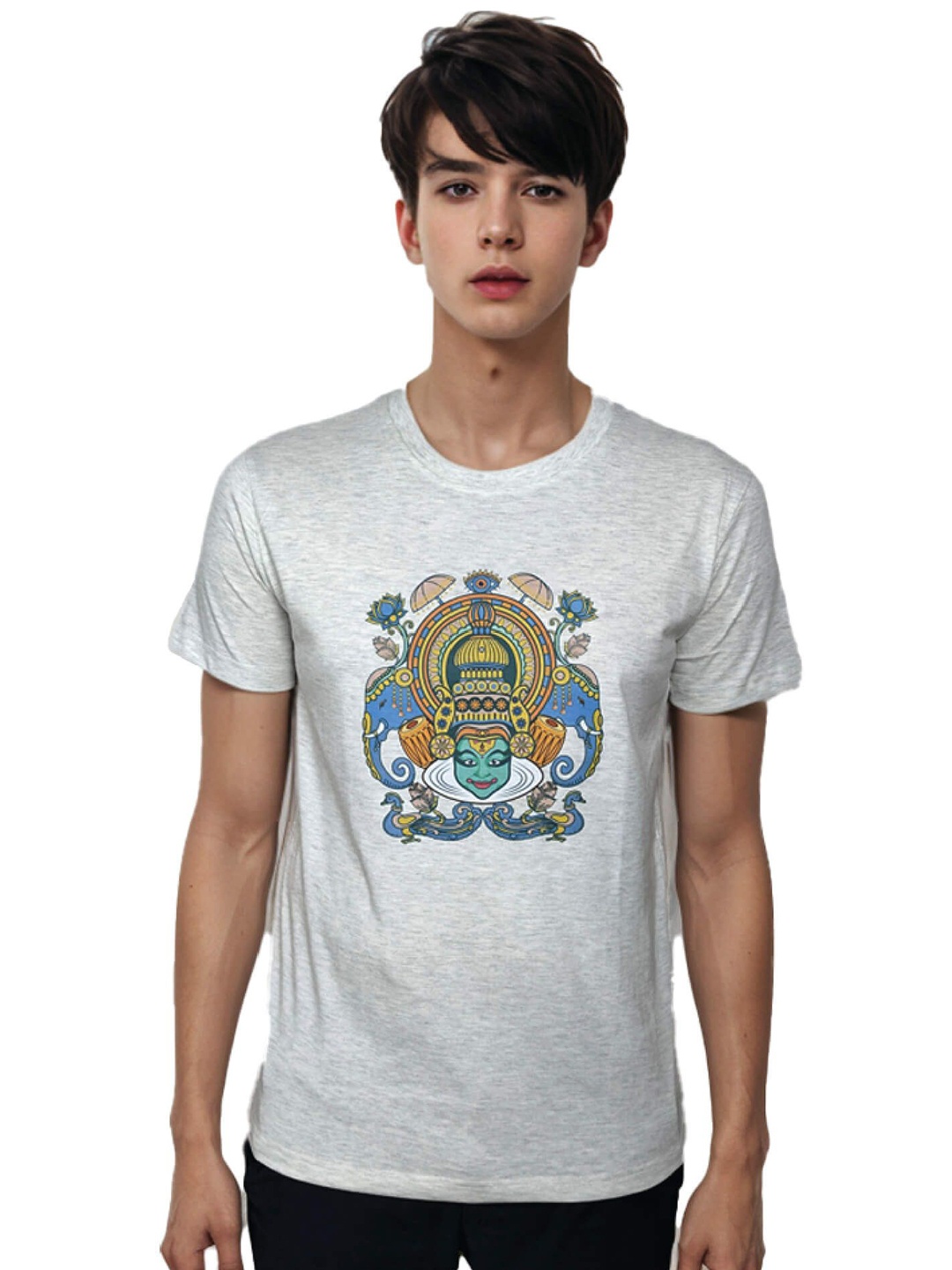 

MAATIR DESIGNS Unisex Printed Applique T-shirt, Grey
