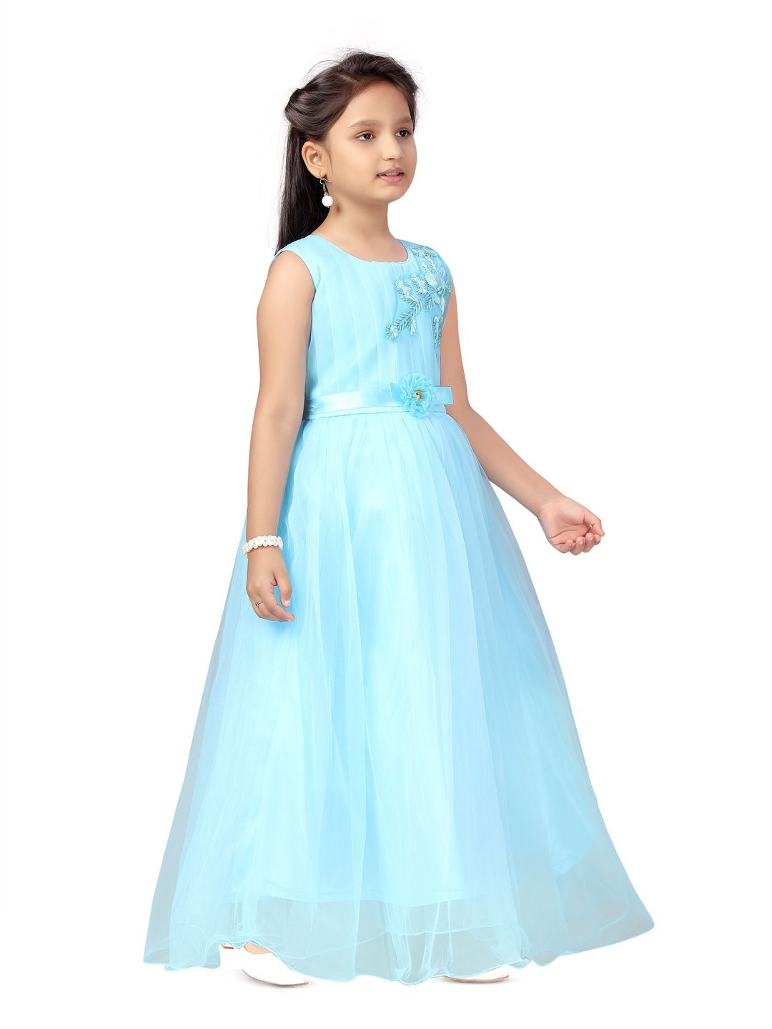 

GLOBAL NOMAD Net Fit & Flare Maxi Dress, Turquoise blue