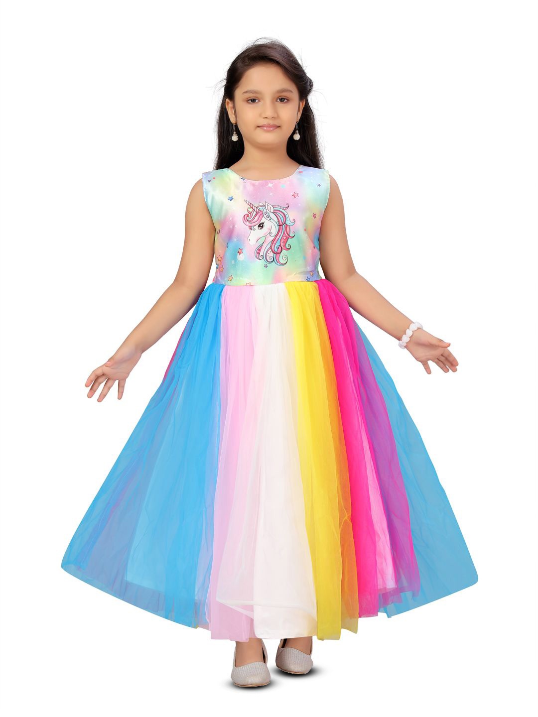 

Miss & Chief Net Fit & Flare Maxi Dress, Multi