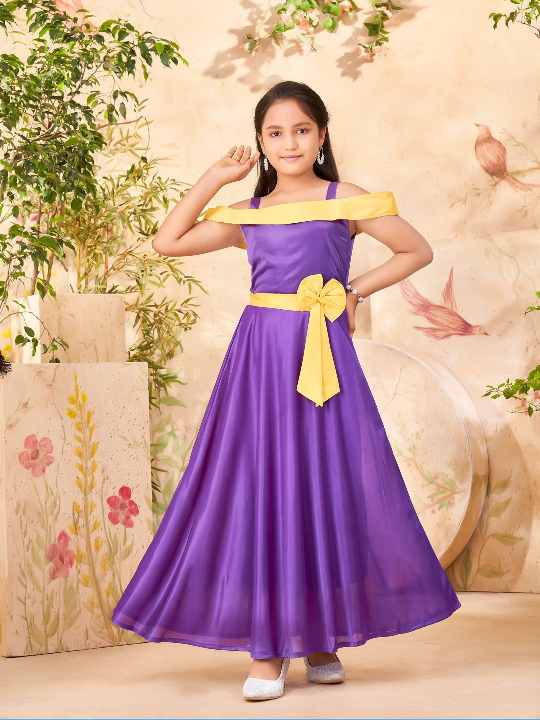 

GLOBAL NOMAD Off-Shoulder Fit & Flare Maxi Dress, Purple
