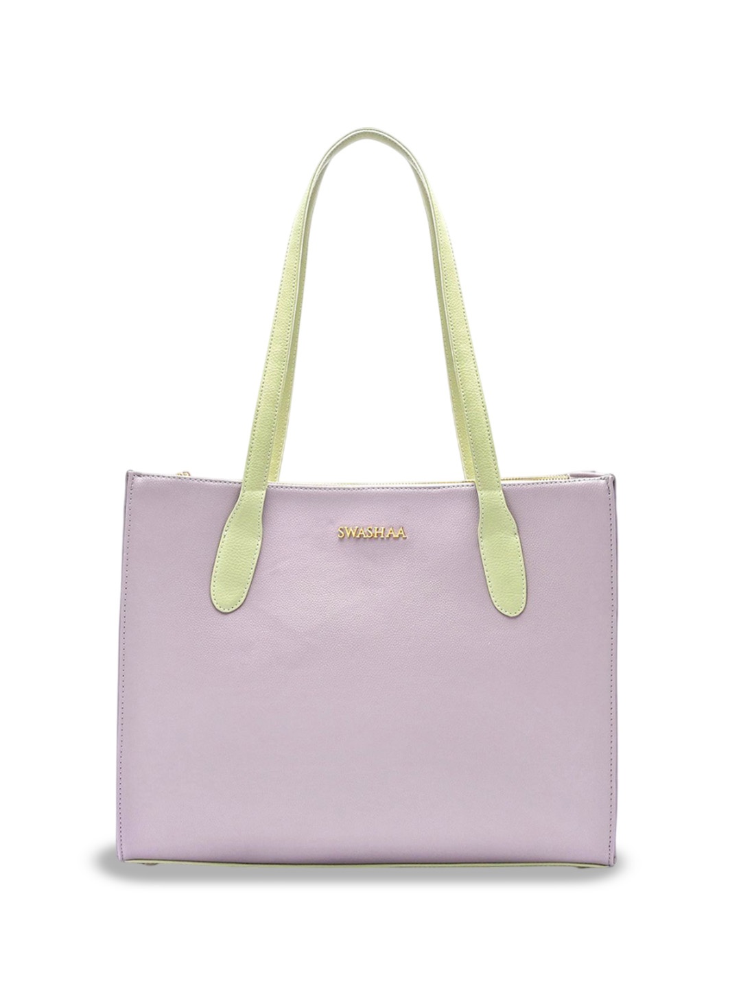 

SWASHAA Leather Structured Tote Bag, Lavender