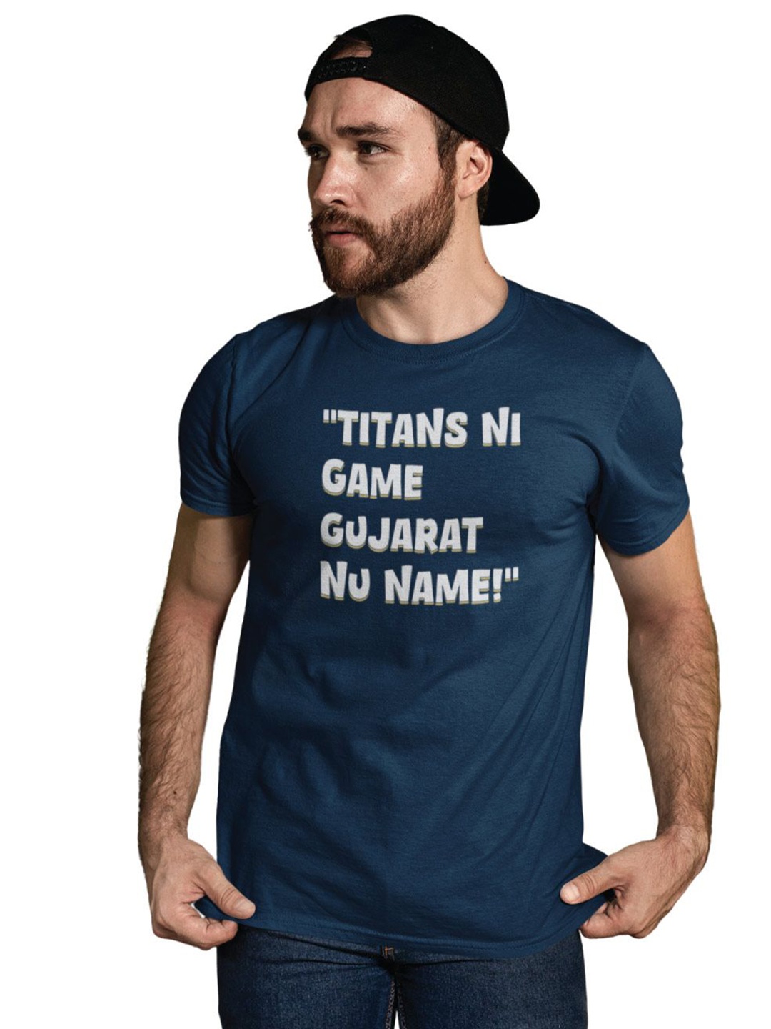 

Tantra Men Typography Printed Pockets T-shirt, Navy blue