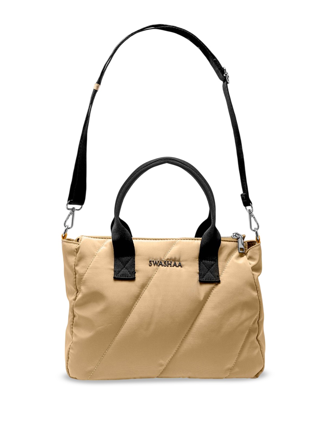 

SWASHAA Textured Structured Sling Bag with Quilted, Beige