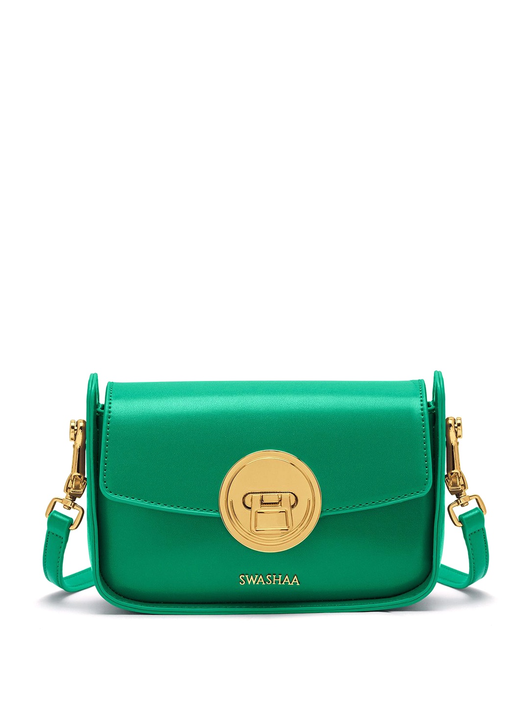 

SWASHAA Leather Structured Sling Bag, Green