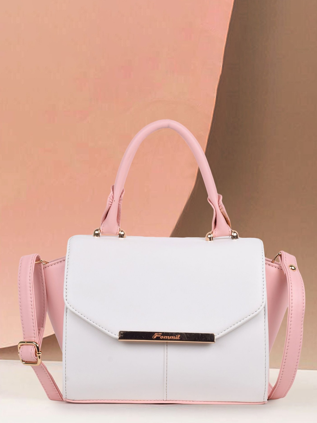 

FOMMIL Colourblocked PU Handheld Bag, White