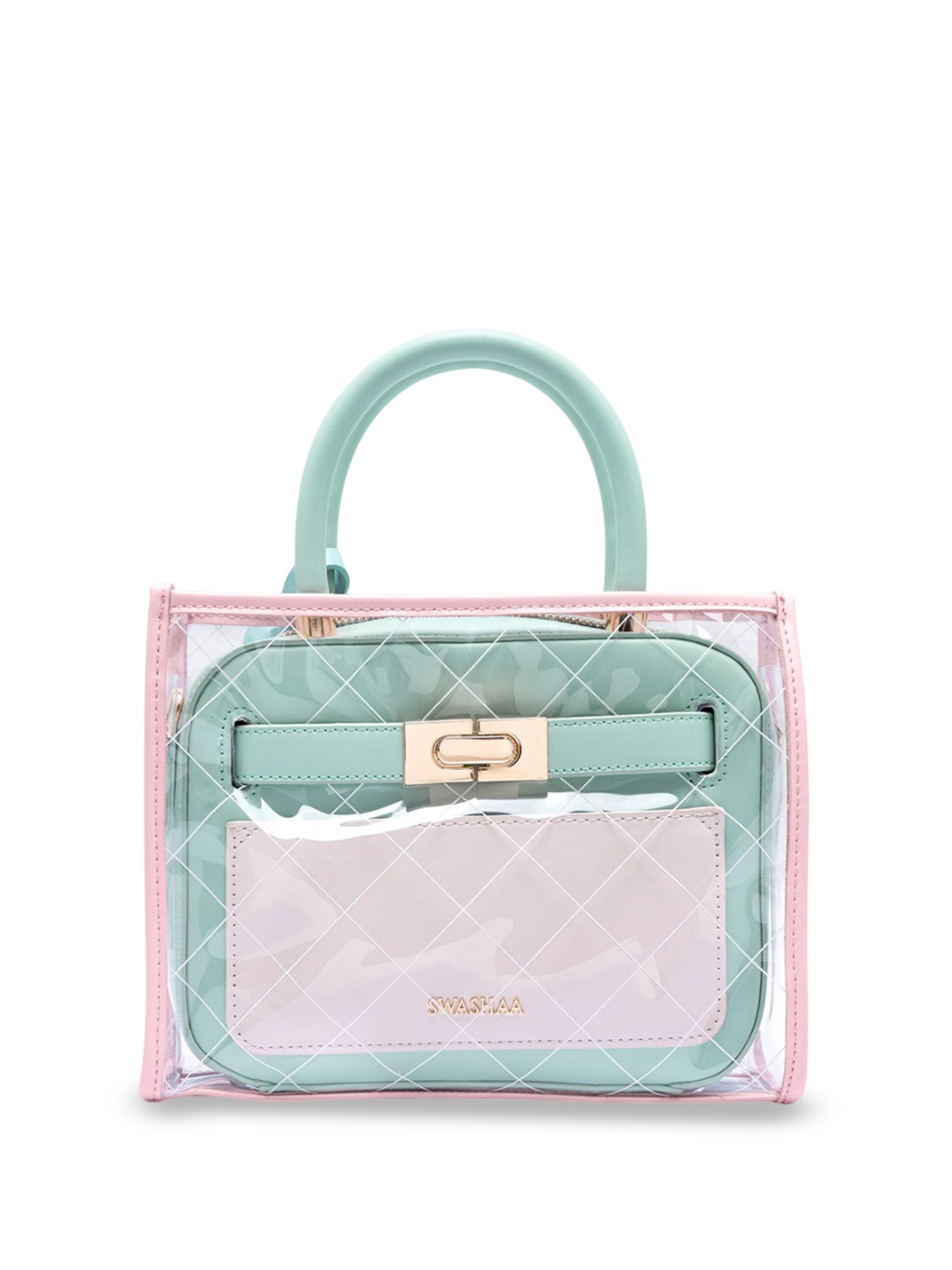 

SWASHAA Leather Shopper Sling Bag, Sea green