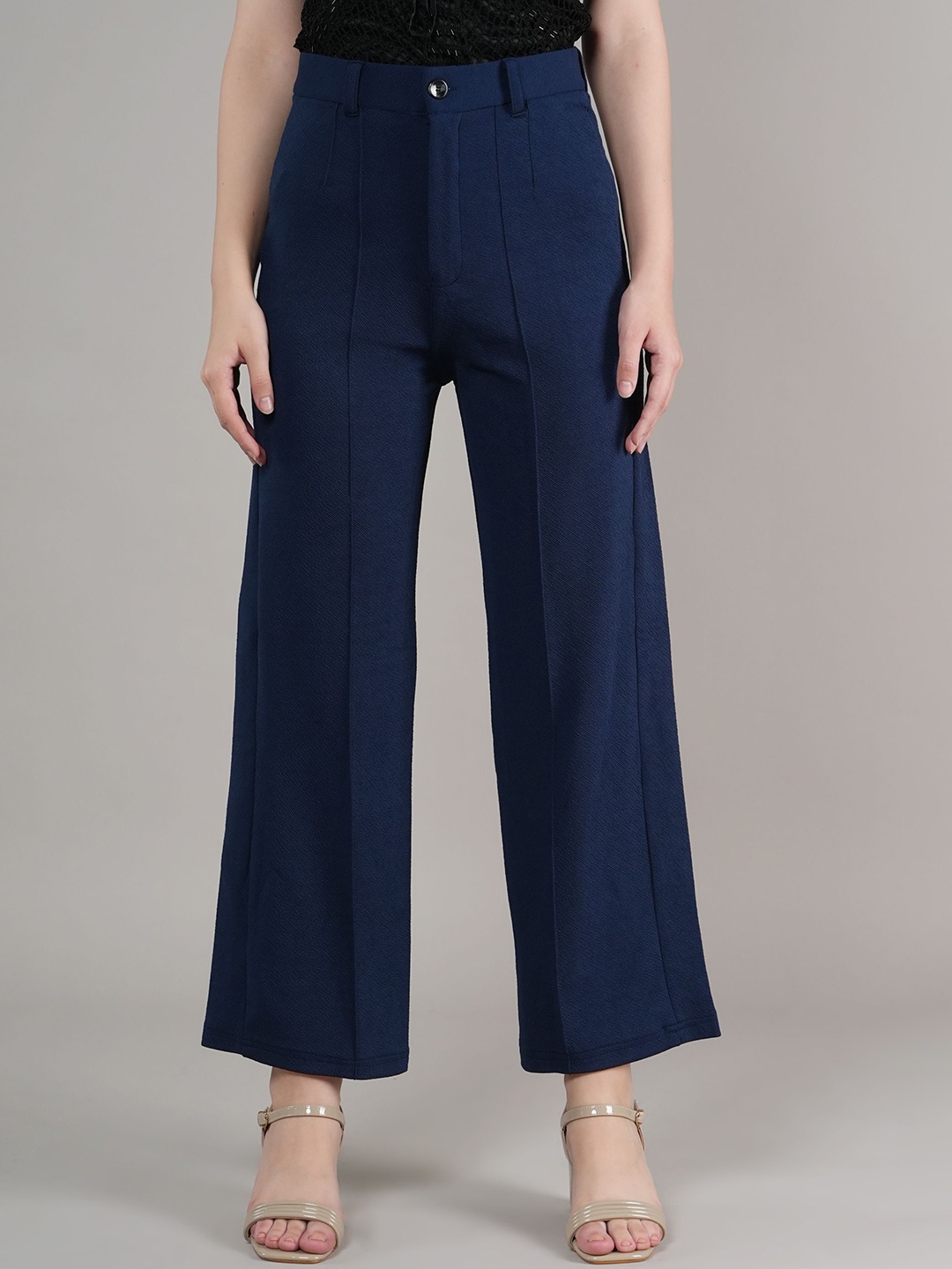 

Belfry Women High-Rise Easy Wash Trousers, Navy blue
