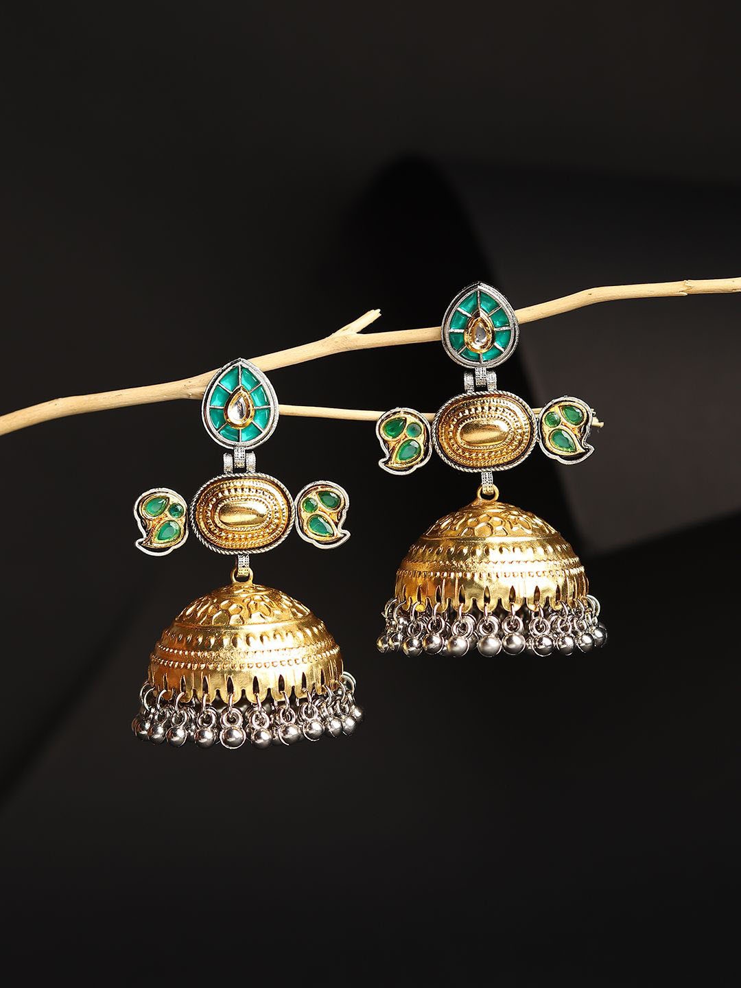 

RHOSYN Contemporary Jhumkas Earrings, Green