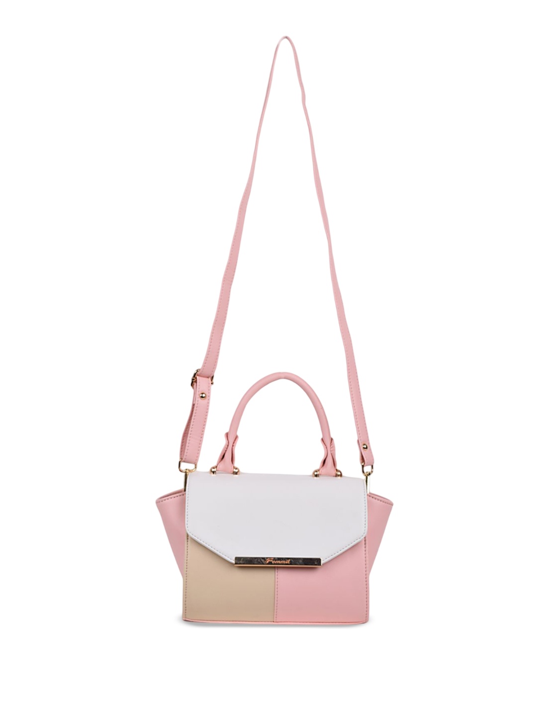 

FOMMIL Colourblocked PU Handheld Bag, Pink