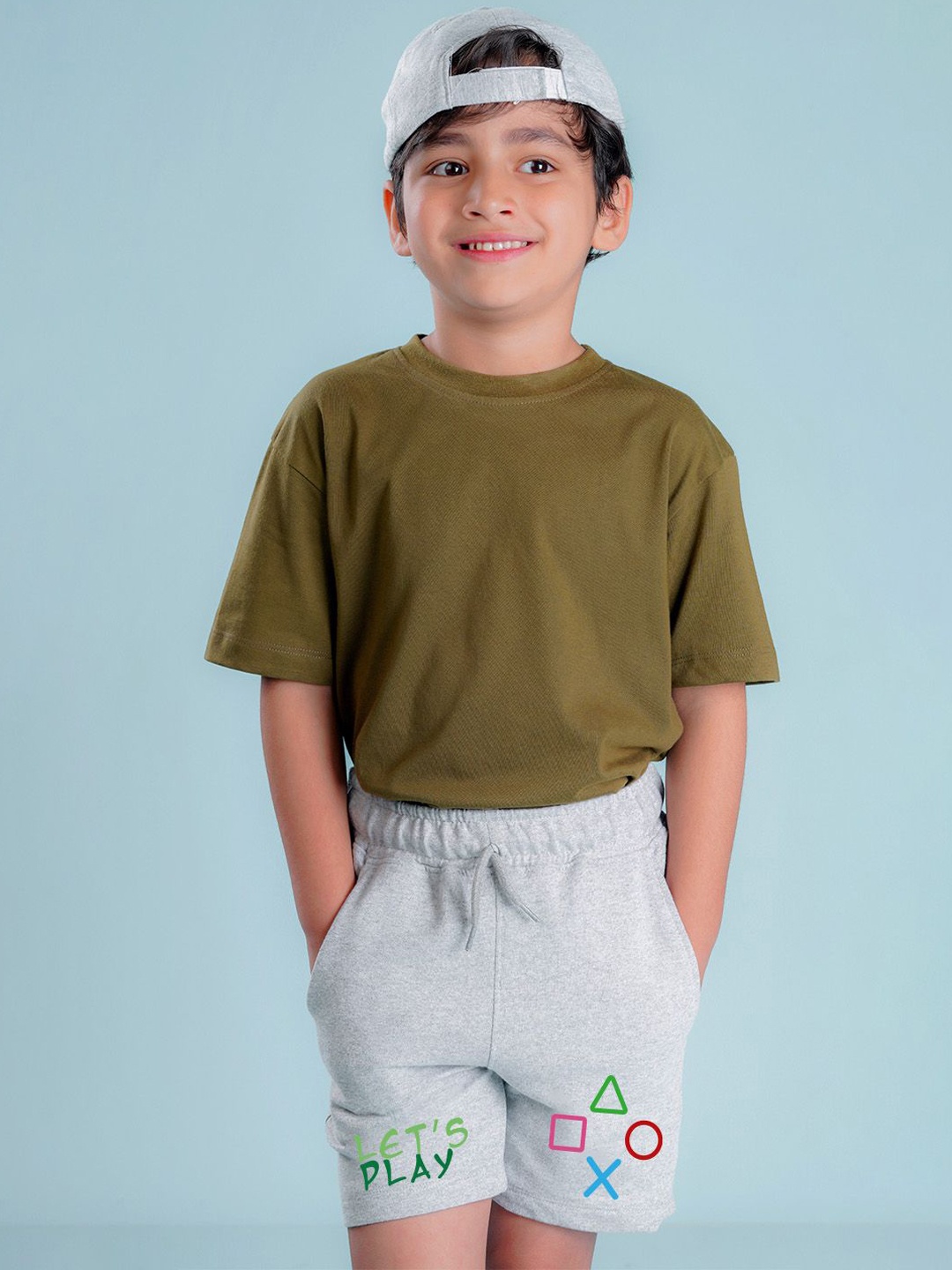 

NUSYL Boys Printed Mid-Rise Cotton Shorts, Grey