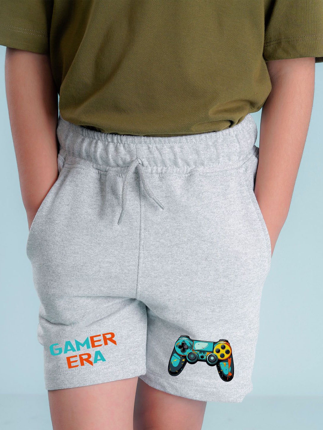 

NUSYL Boys Printed Mid-Rise Shorts, Grey