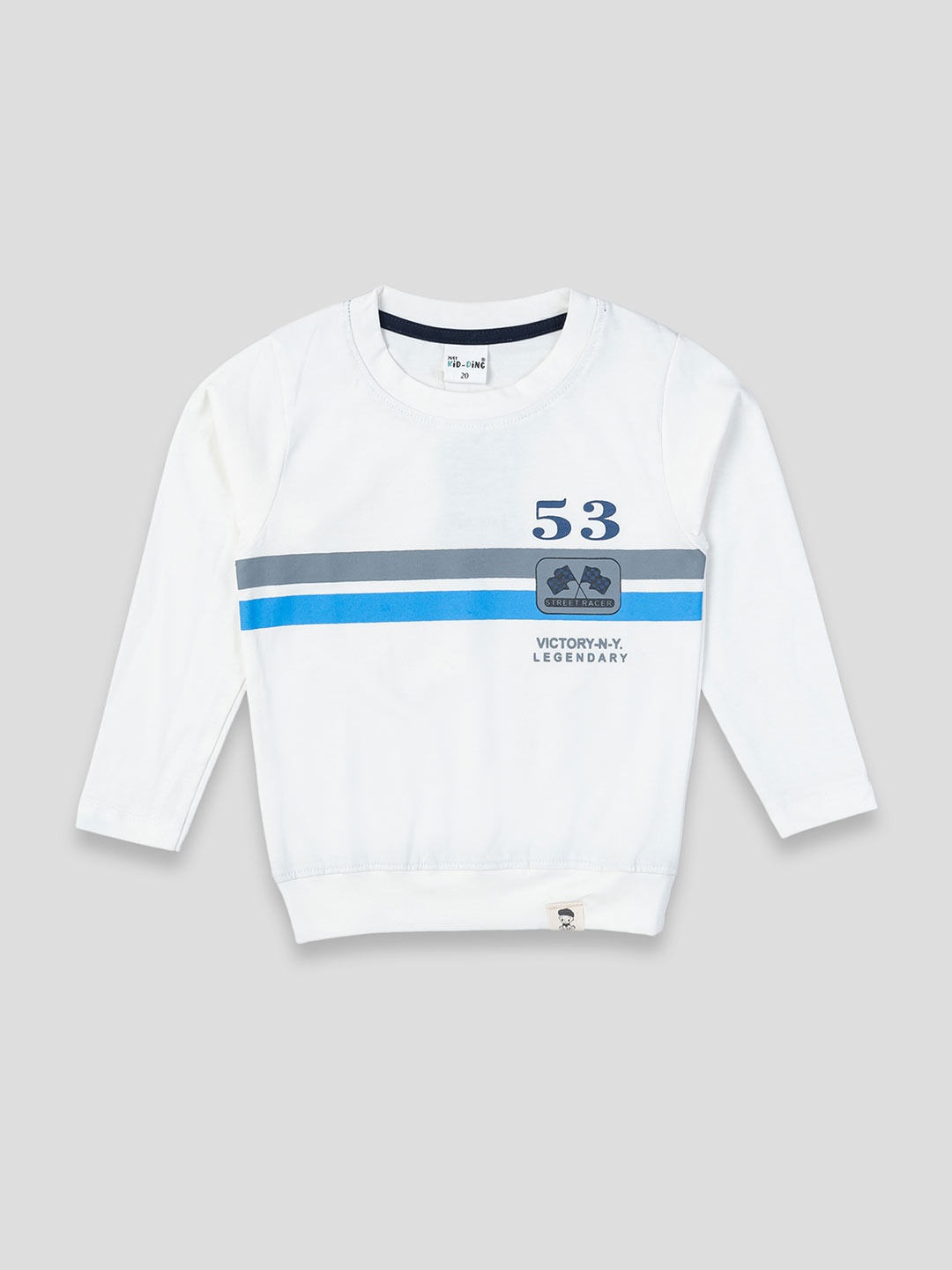 

YK X JUST KiDDiNG Boys Striped Cotton Sweatshirt, White