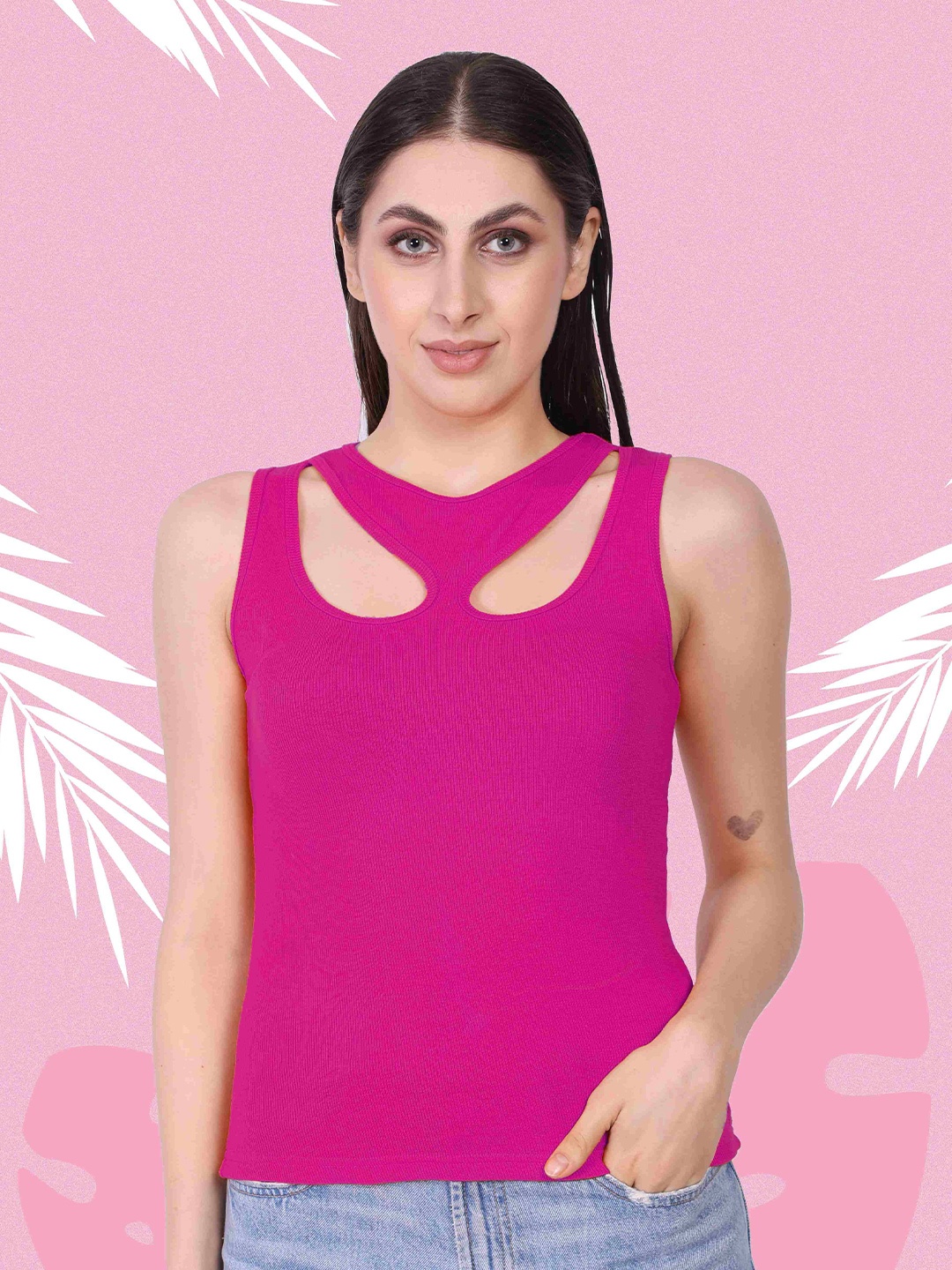 

Mast & Harbour Women's Solid Sleeveless Top, Pink