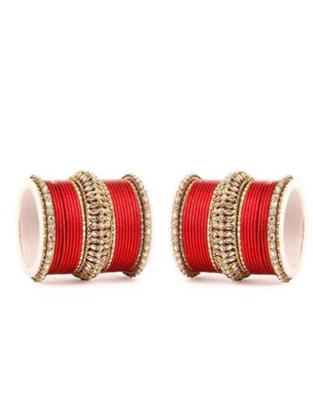 

leshya Set Of 2 Artificial Stone-Studded Bridal Chuda Bangles, Gold