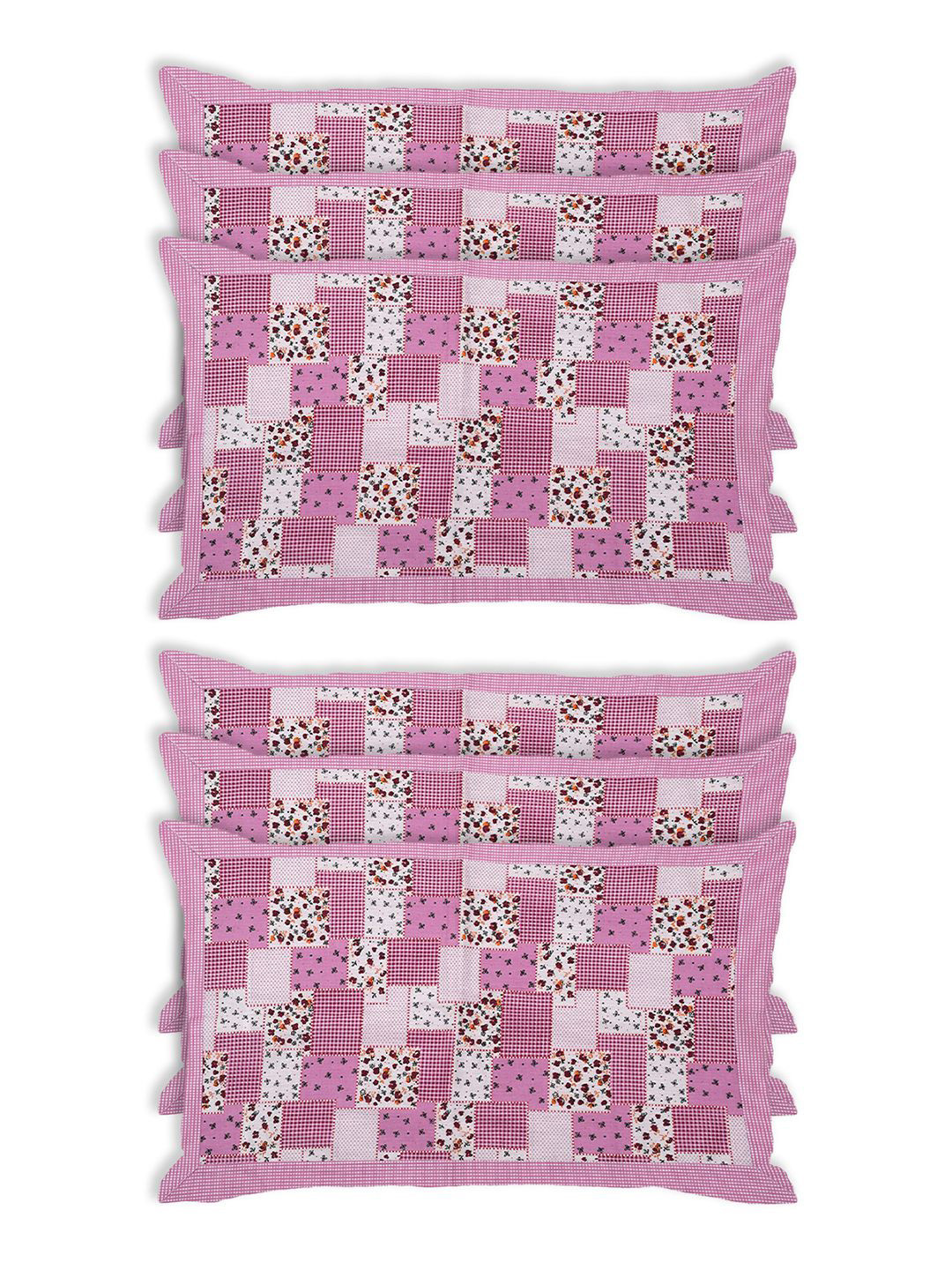 

Kuber Industries Pink 6 Pieces Solid Pure Cotton Rectangle Pillow Covers