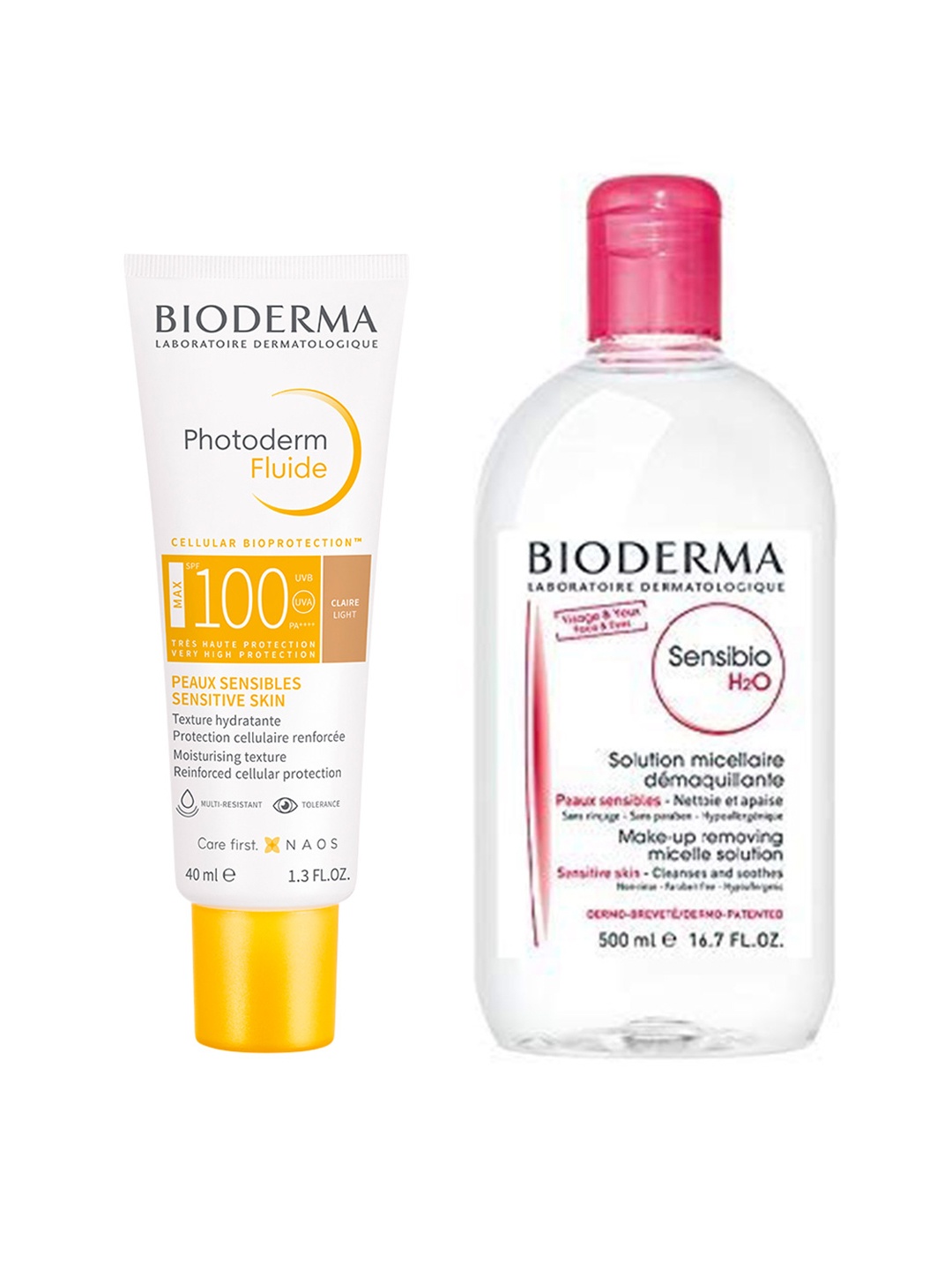 

Photoderm Set of Aquafluide SPF100+ Sunscreen 40ml & Sensibio H2O Makeup Remover 500ml, White