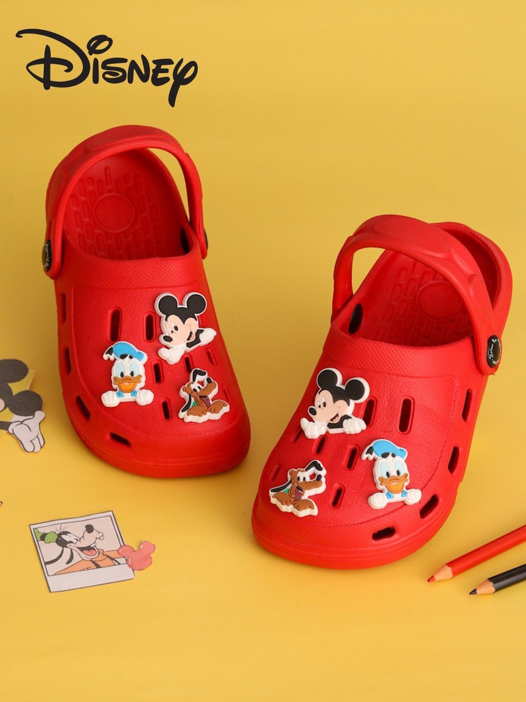 

Yellow Bee Boys Self Design Clogs, Red