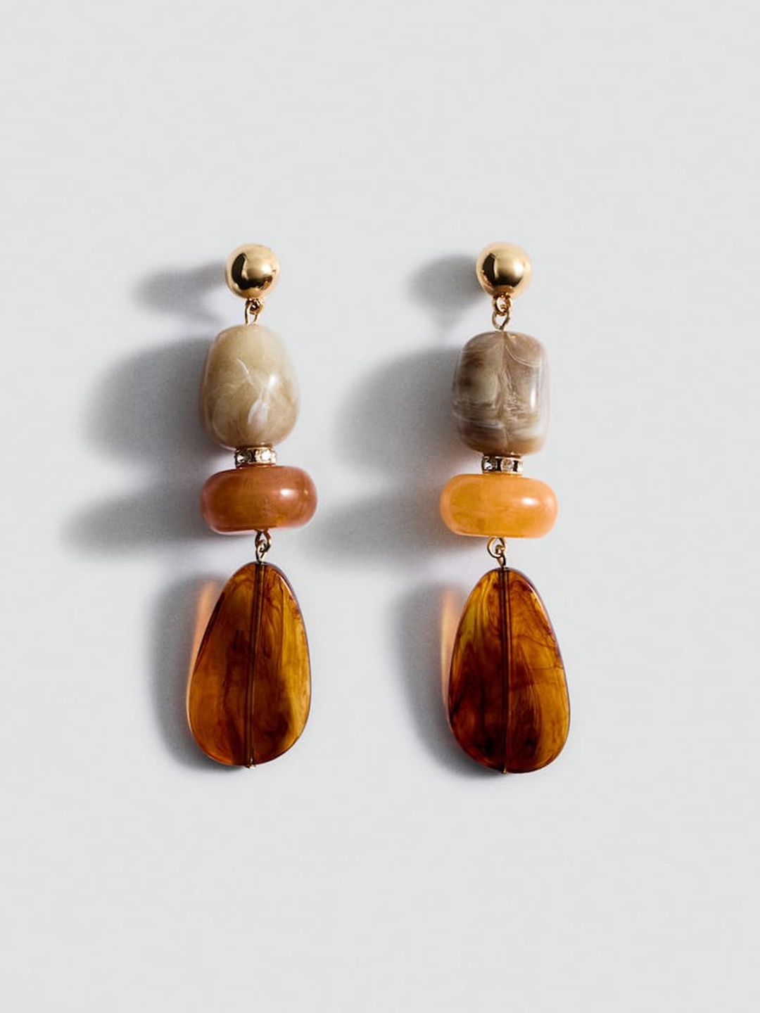 

MANGO Contemporary Beaded Drop Earrings, Brown