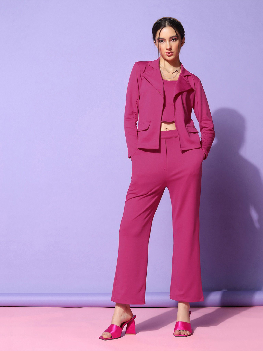 

SATPURUSH Strapless Top With Trousers, Pink