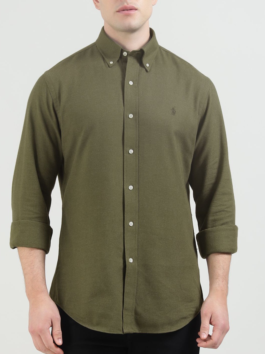 

Polo Ralph Lauren Men Slim Fit Button-Down Collar Solid Cotton Casual Shirt, Olive