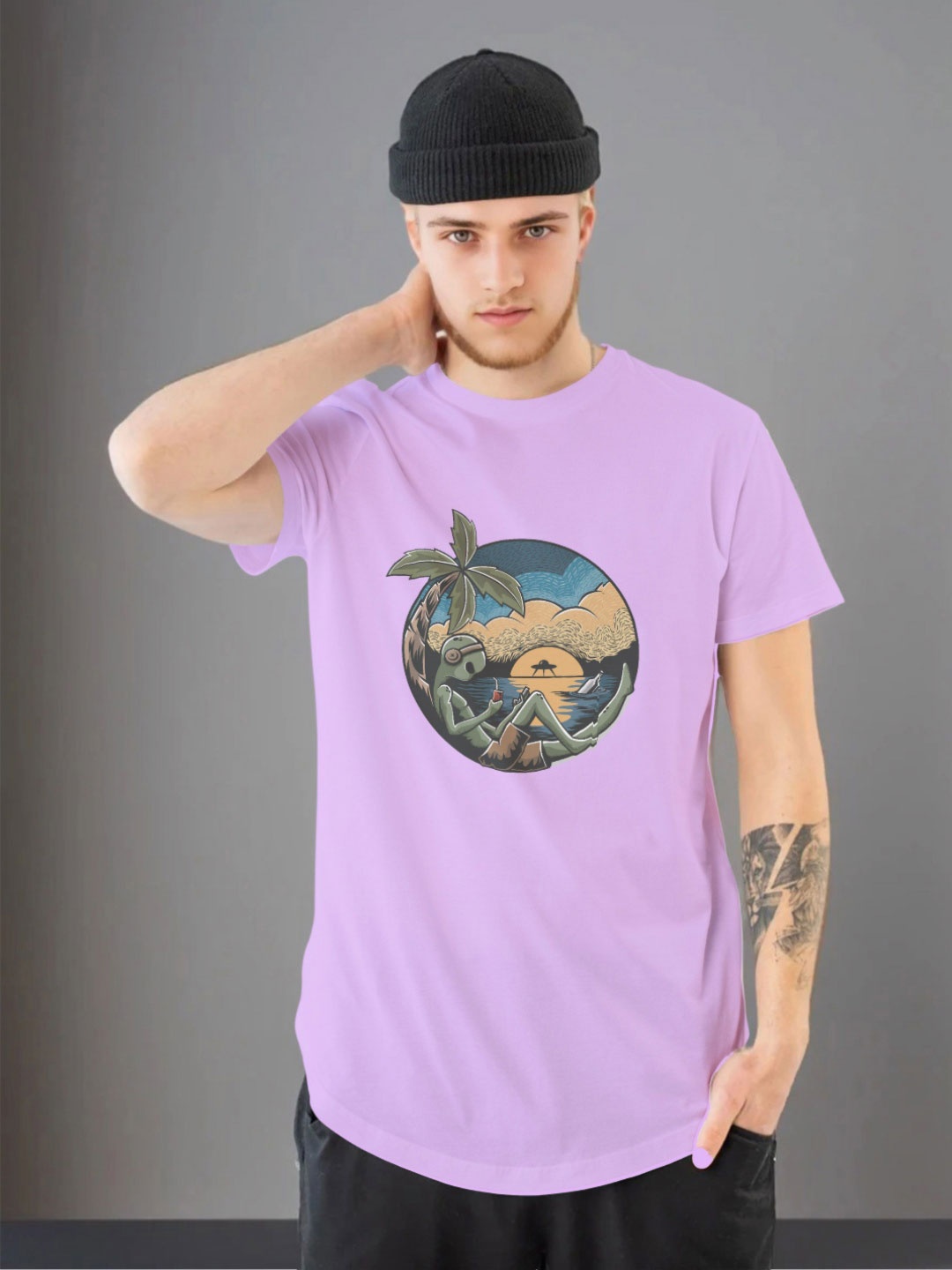 

Moda Rapido Men Printed T-shirt, Lavender