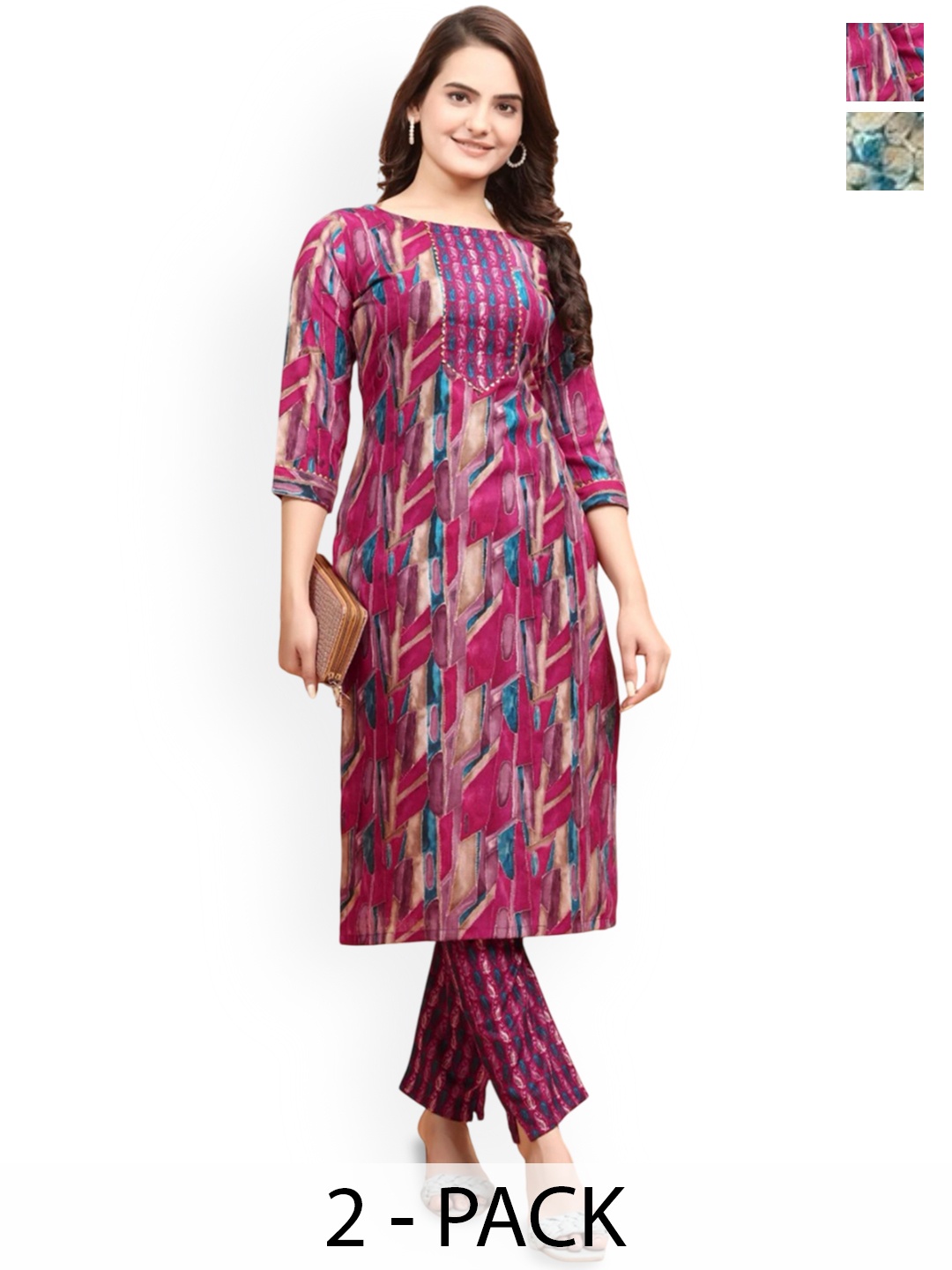 

Moda Rapido Women Printed Regular Kurta with Trousers, Magenta