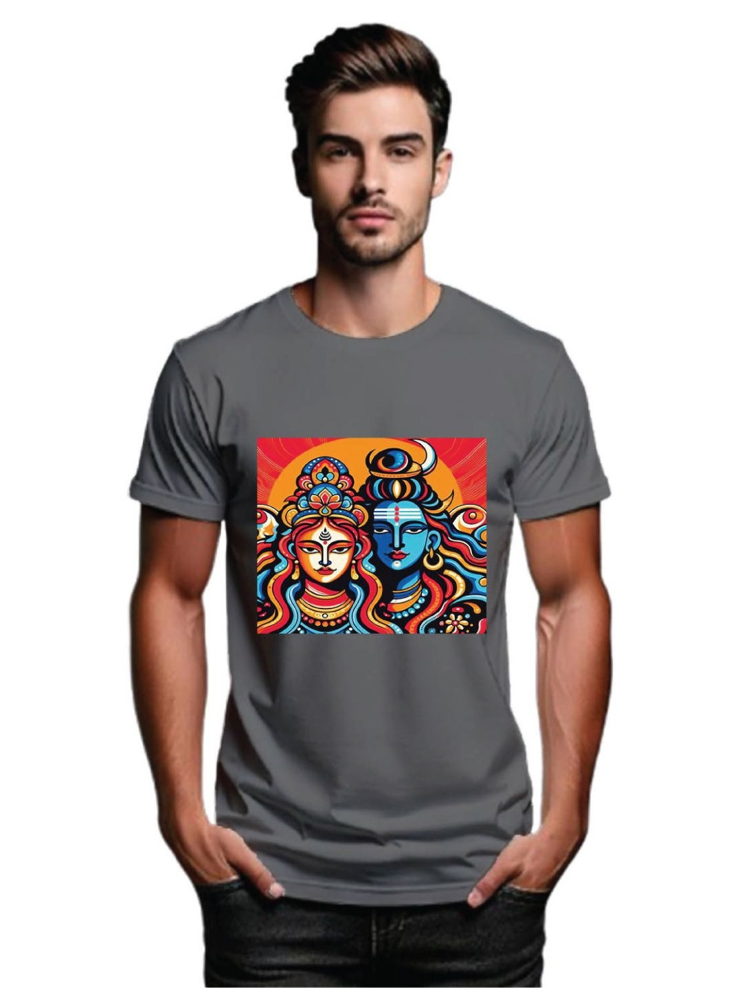 

Tantra Men Printed Applique T-shirt, Grey