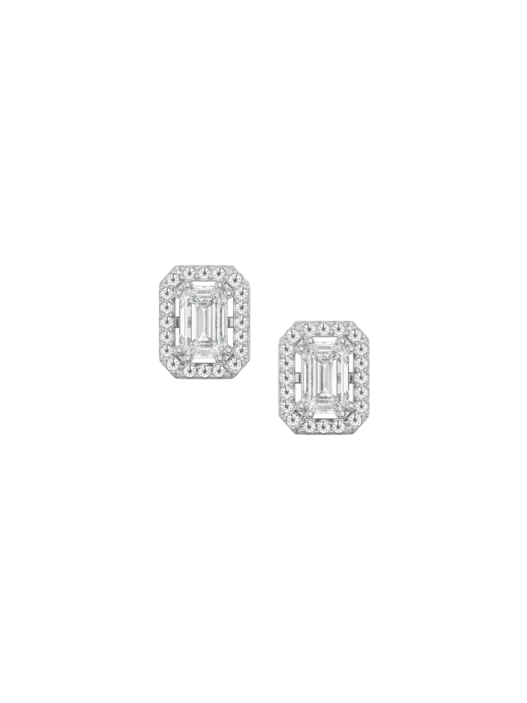 

EmoriShimmering Halo Emerald Diamond Earrings, Yellow