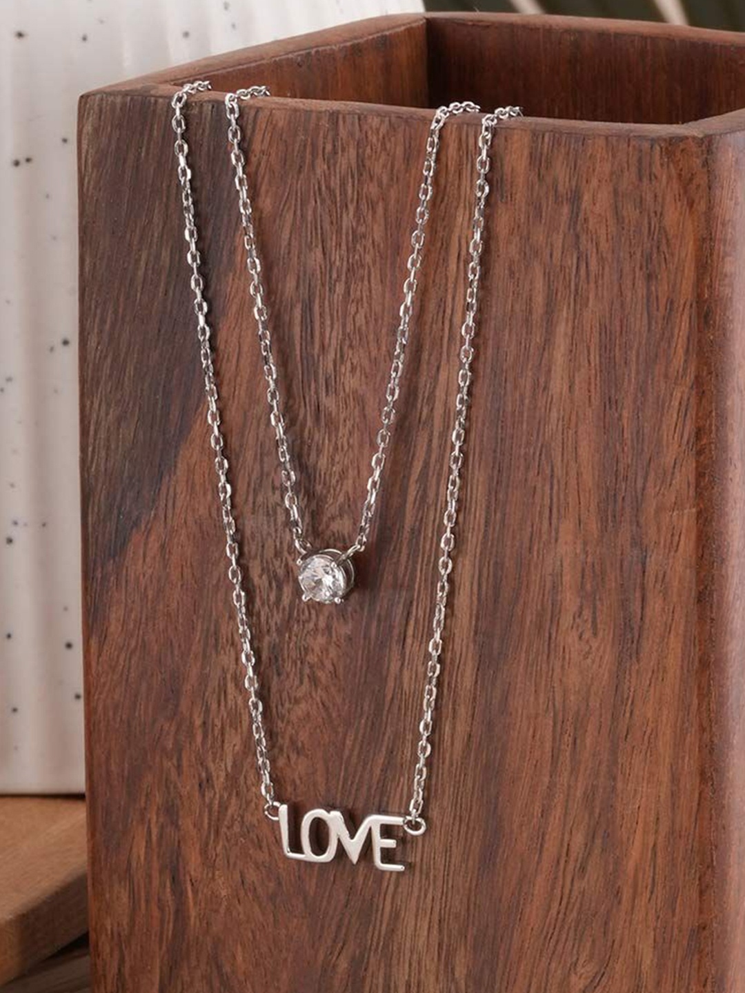 

PALMONAS Sterling Silver Rhodium-Plated Necklace