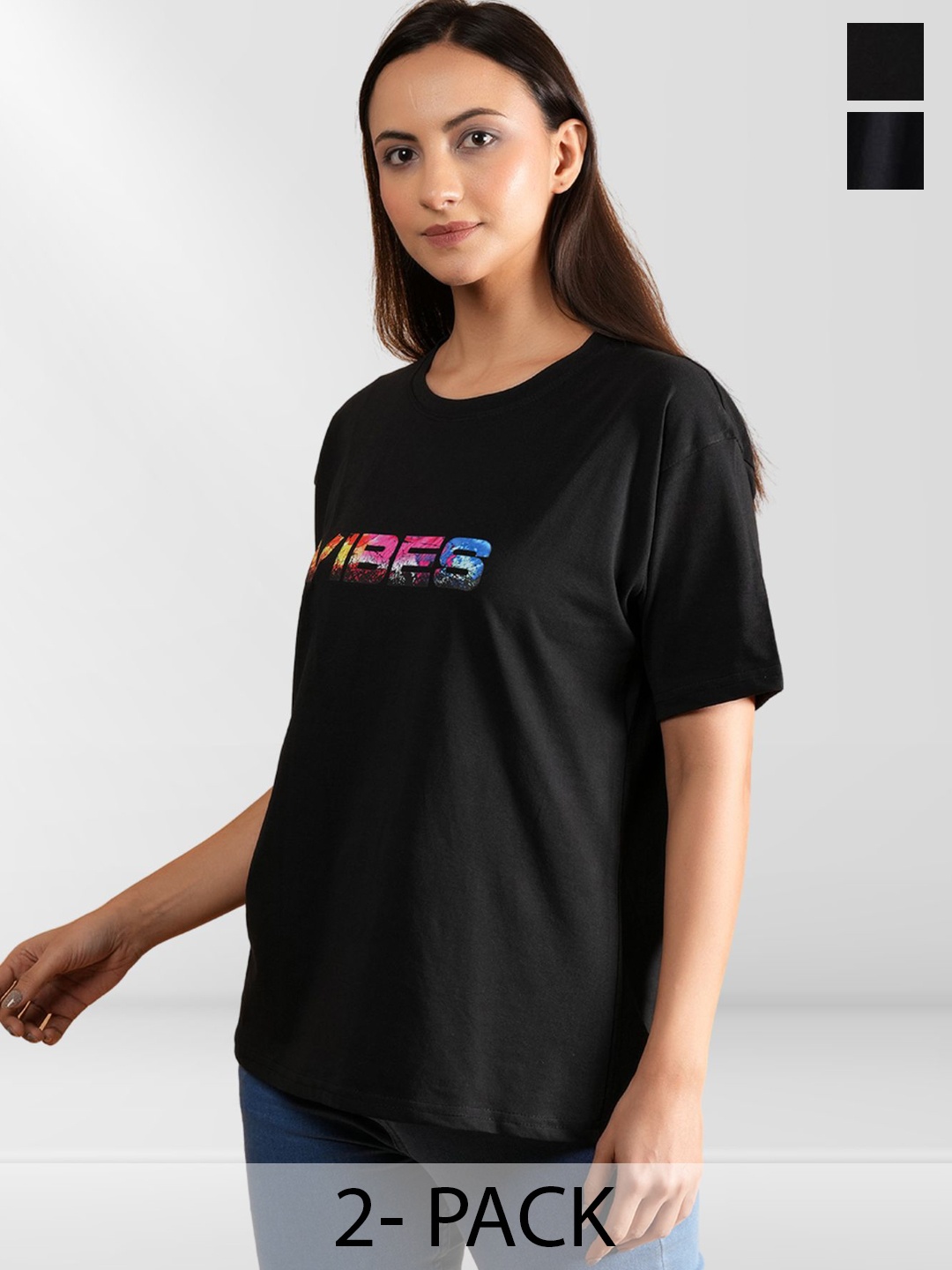 

BAESD Women Typography 2 Printed Applique T-shirt, Multi