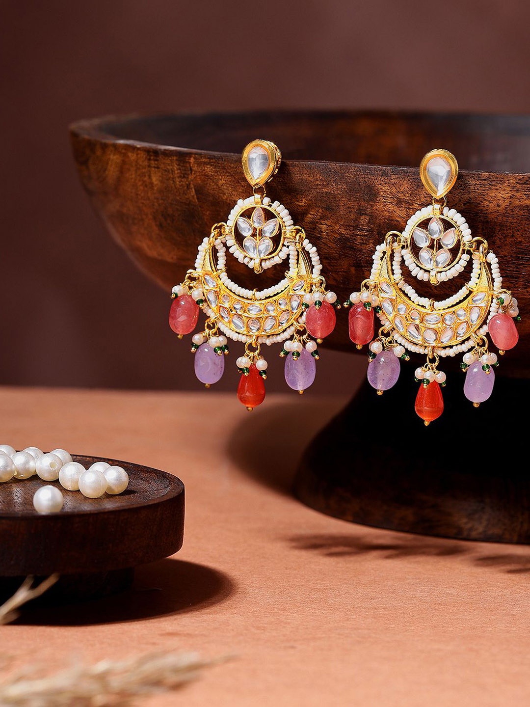 

AARSEE OFFICIAL Contemporary Chandbalis Earrings, Orange