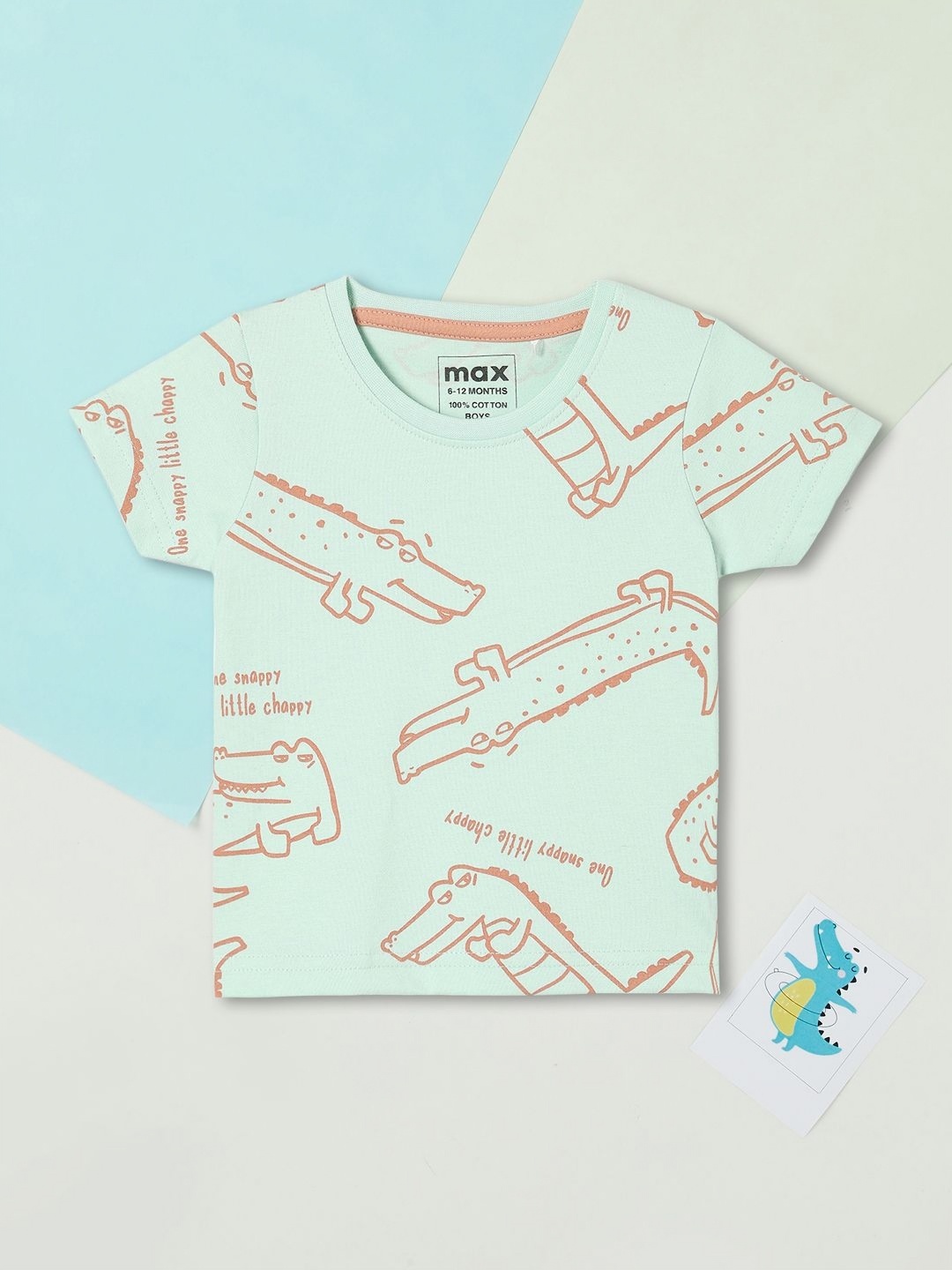 

max Boys Printed V-Neck T-shirt, Green