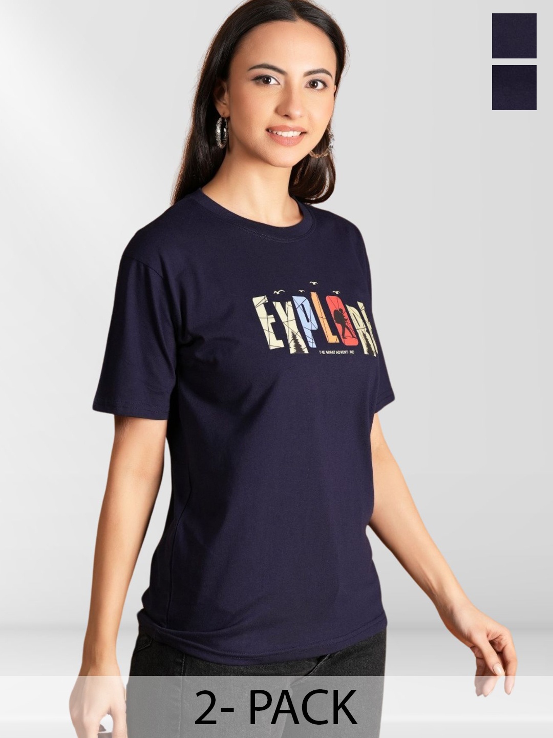 

BAESD Women Typography 2 Printed Applique T-shirt, Multi