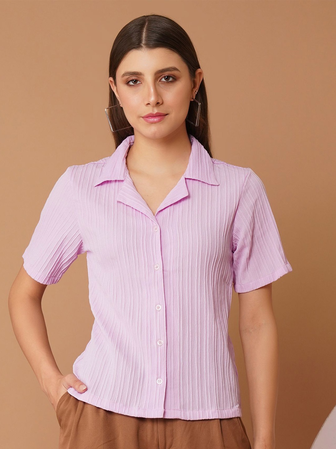

Chemistry Women Slim Fit Opaque Casual Shirt, Lavender