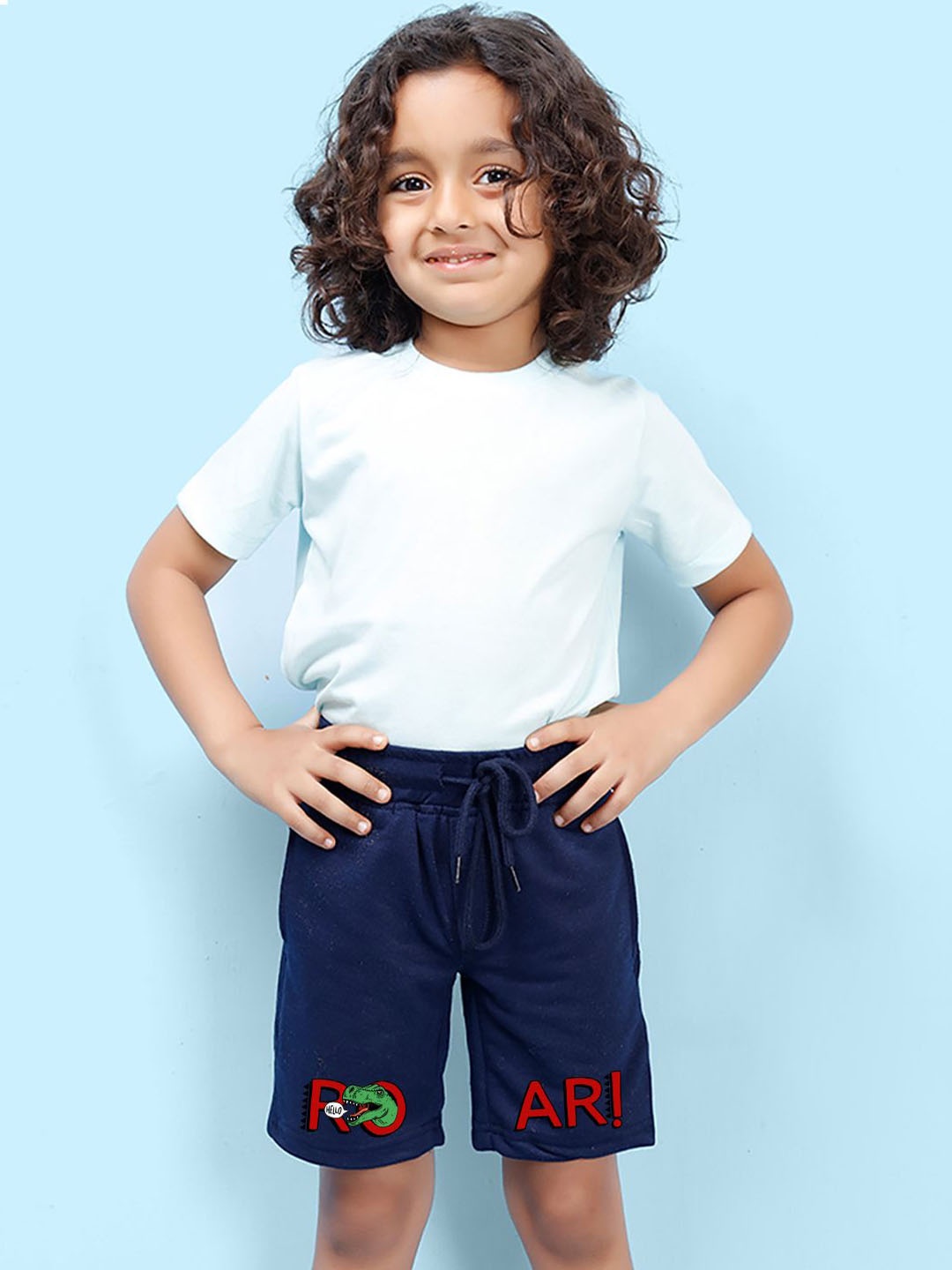 

NUSYL Boys Graphic Printed Mid-Rise Regular Fit Cotton Shorts, Blue
