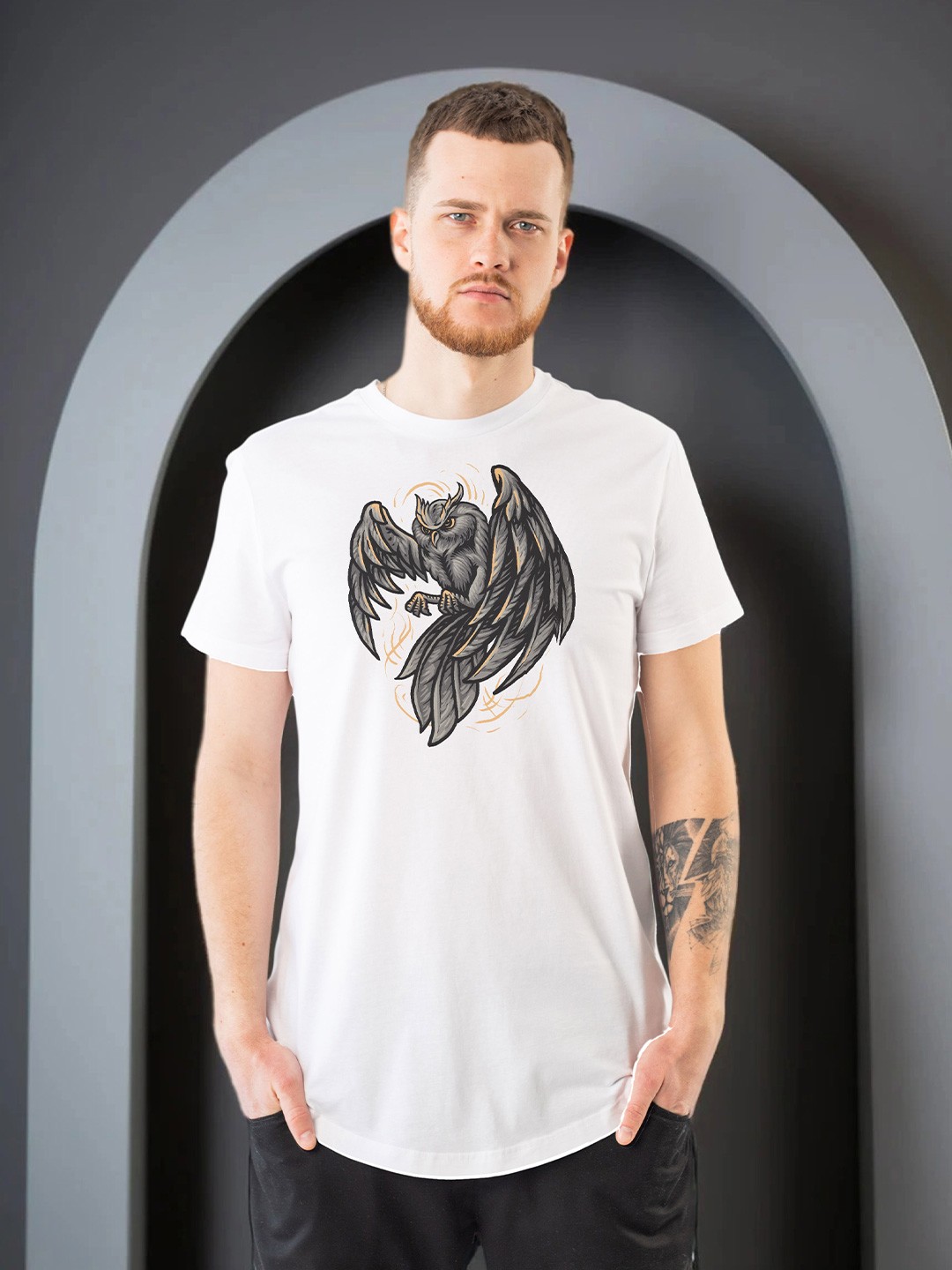 

Moda Rapido Men Graphic Printed Round Neck Regular Fit T-shirt, White