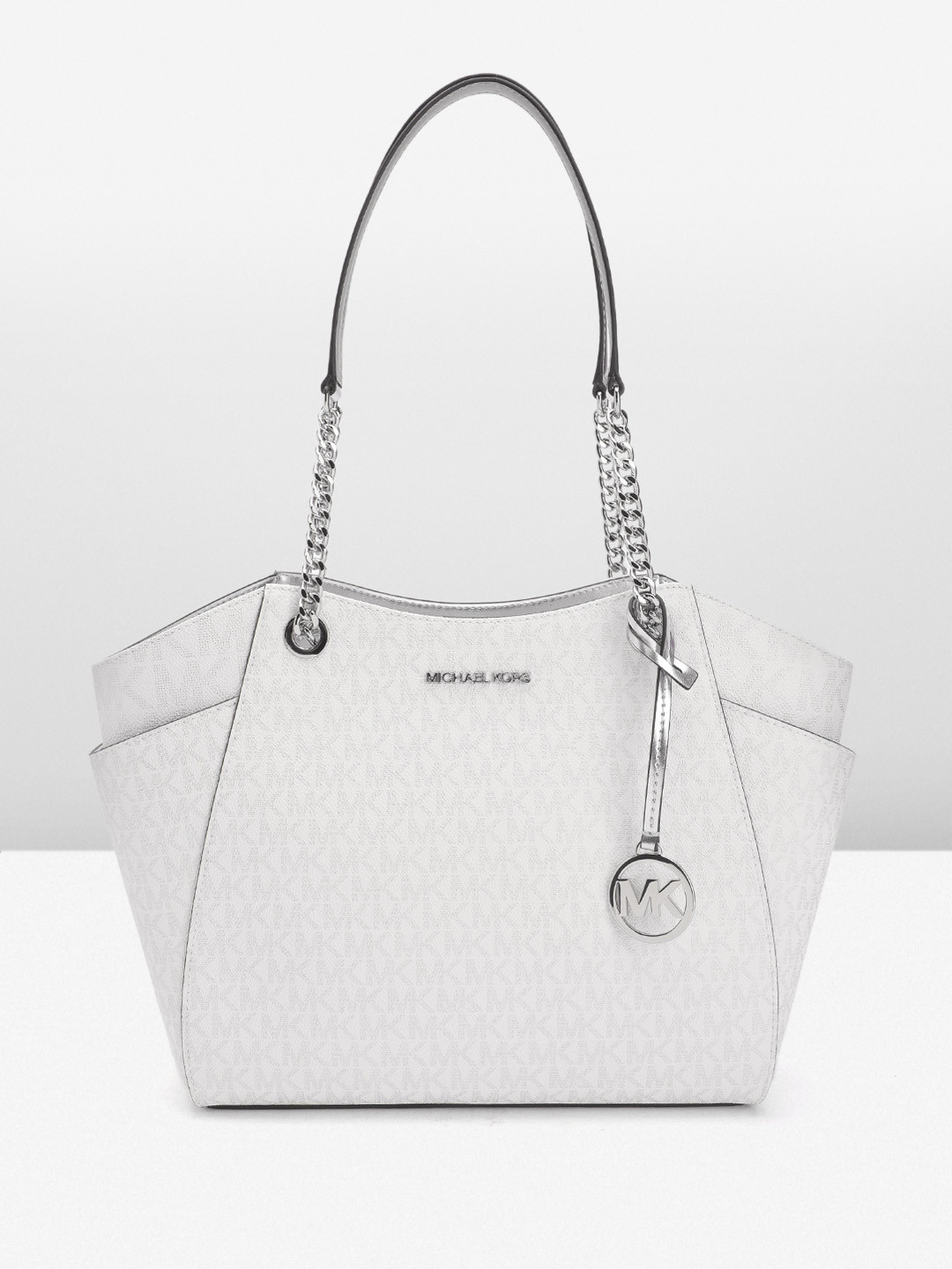 

Michael Kors Brand Logo Print Structured Shoulder Bag, White