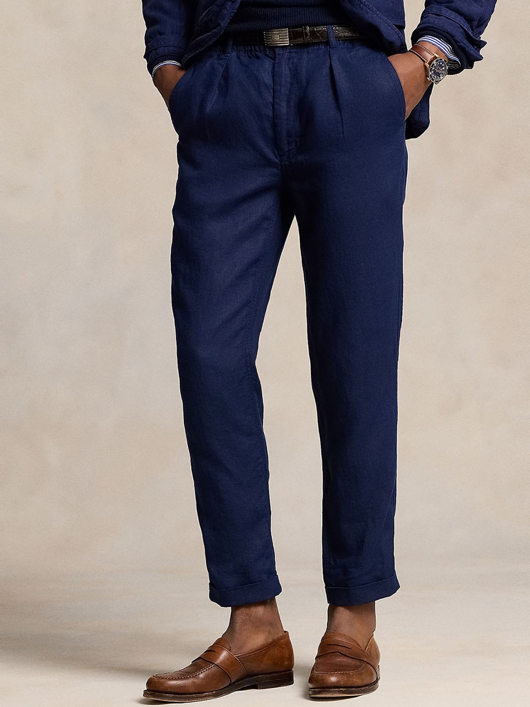 

Polo Ralph Lauren Men Mid-Rise Slim Fit Regular Trousers, Navy blue